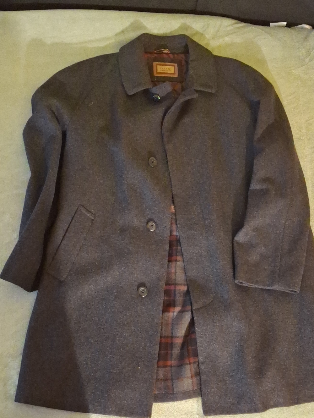 Men's Wool Pea Coat in Charcoal Gray